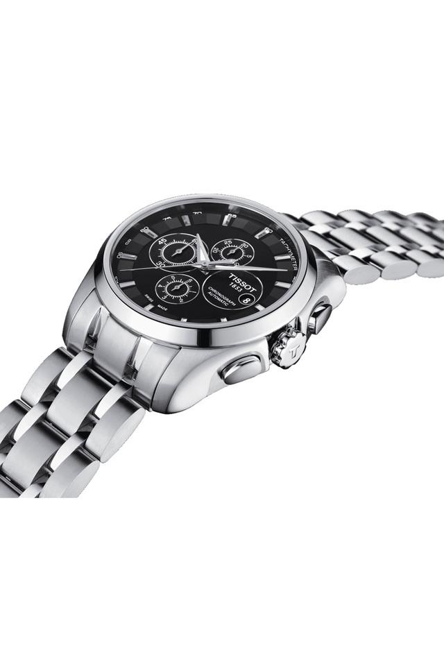 Buy TISSOT Mens Black Dial Stainless Steel Chronograph Watch