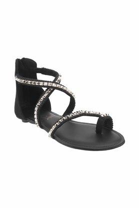 Fabric Zipper Womens Casual Wear Flat Sandals