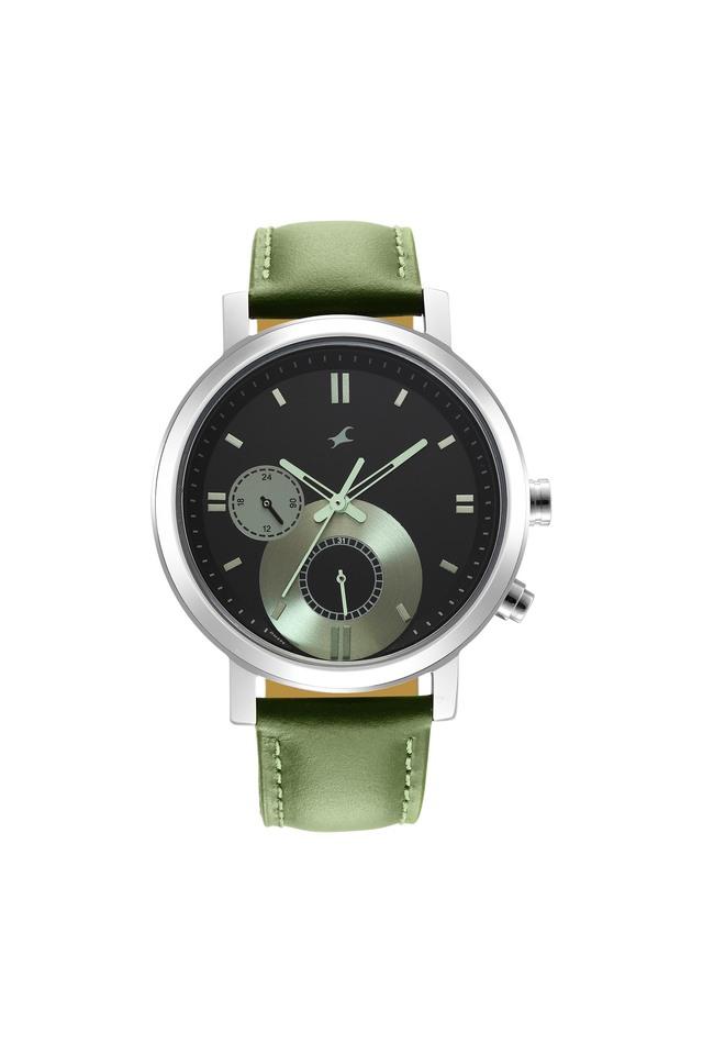 Buy FASTRACK Mens 43 mm Tick Tock 1.0 Green Dial Leather Analog Watch 3287SL03 Shoppers Stop