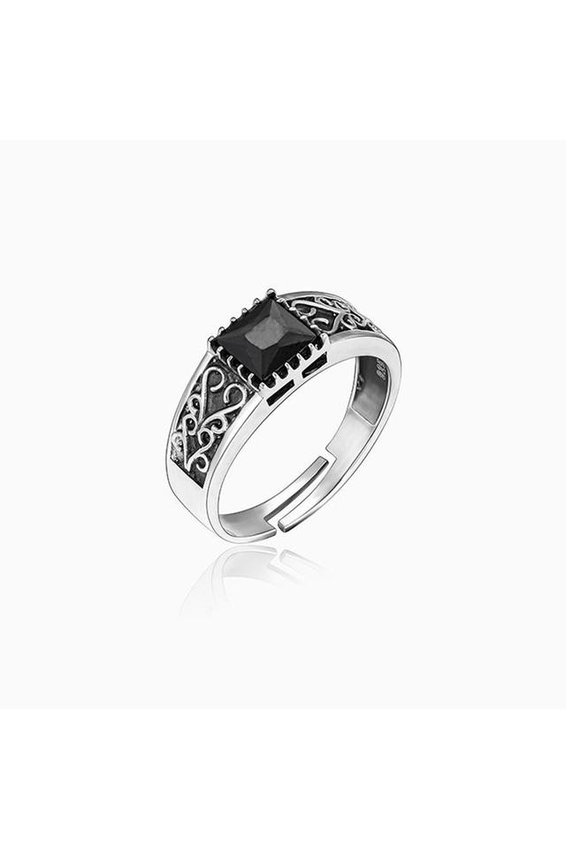 Black stone silver ring for deals mens