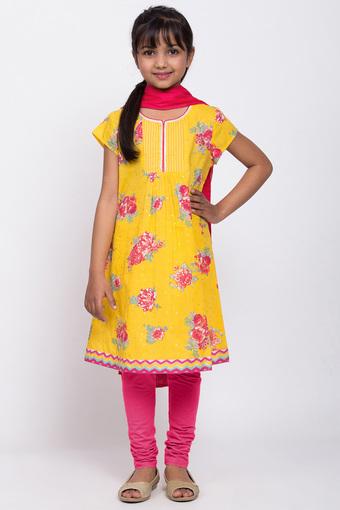 Girls Blue Silk Shaded Churidar Suit