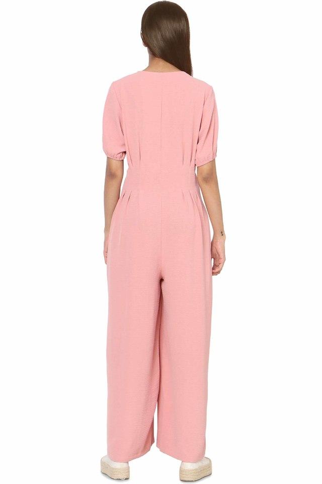 Jessica Long Sleeve Wrap Jumpsuit in Hot Pink by Jenerique