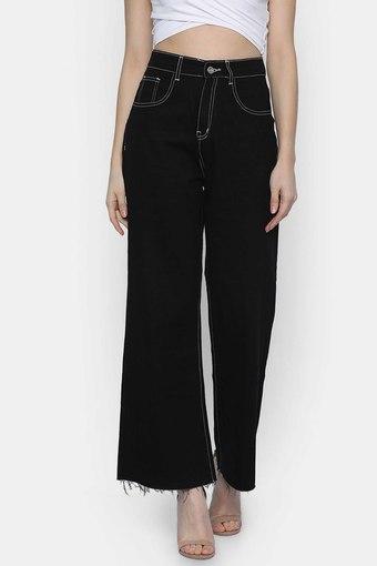 black wide leg denim jeans