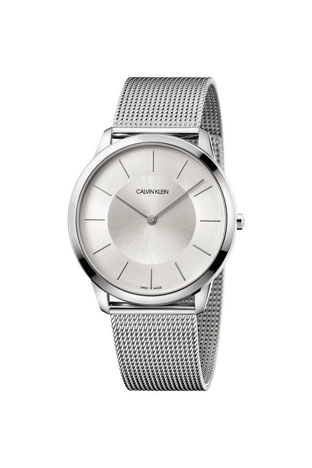 Mens Minimal Silver Dial Stainless Steel Analogue Watch K3MT126