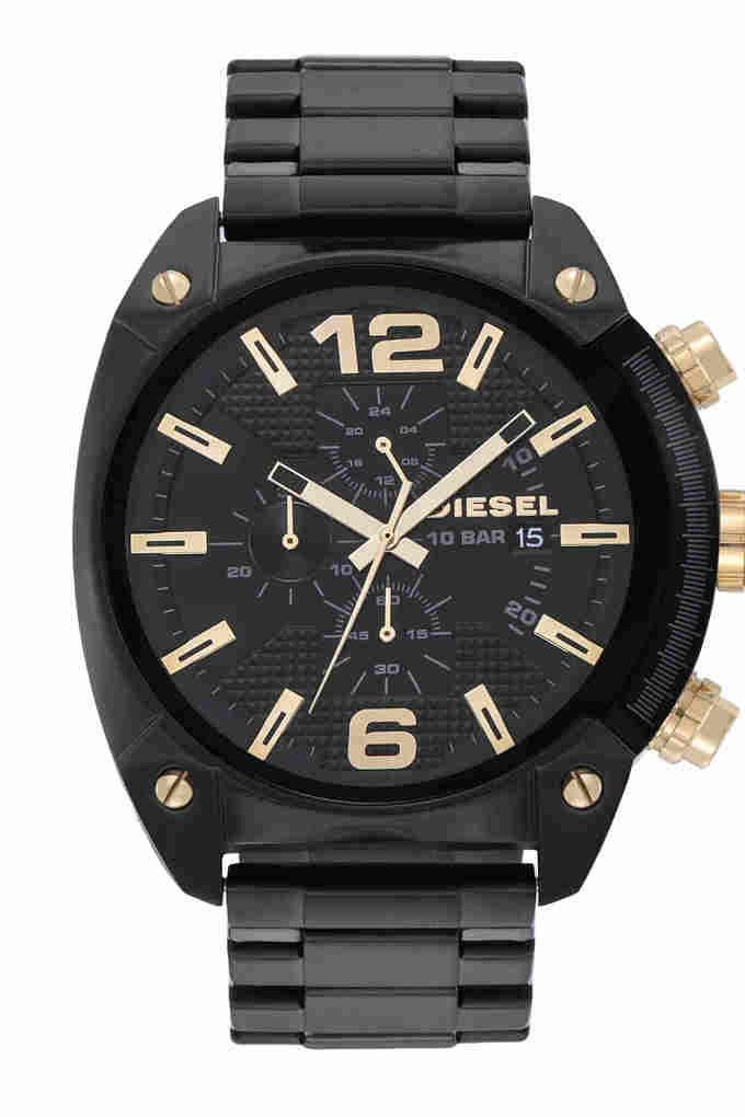 Buy DIESEL Mens 49 mm Overflow Black Dial Stainless Steel