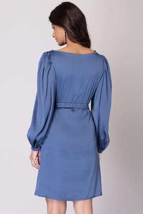 Boat neck 2024 blue dress