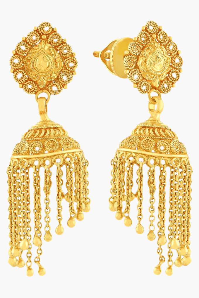 Gold jhumka hot sale earrings malabar