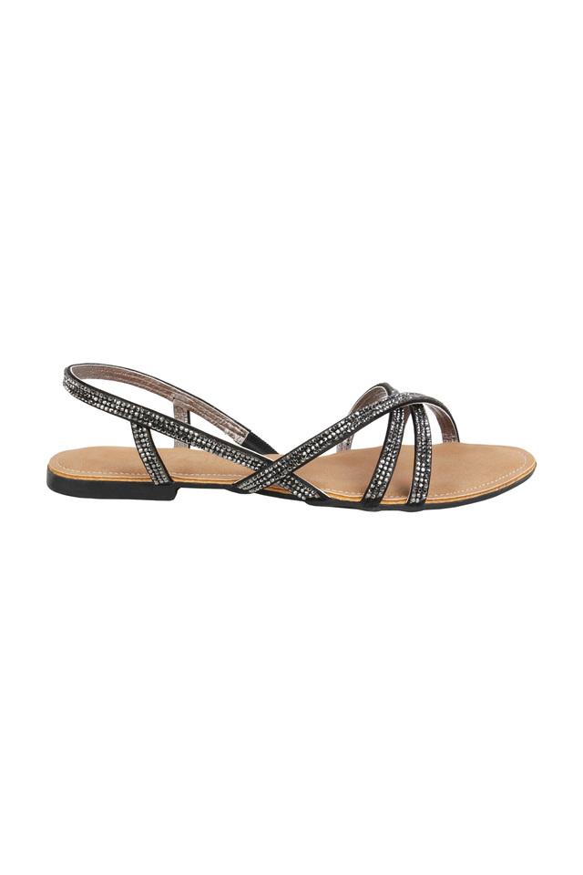 Womens black discount flat strappy sandals