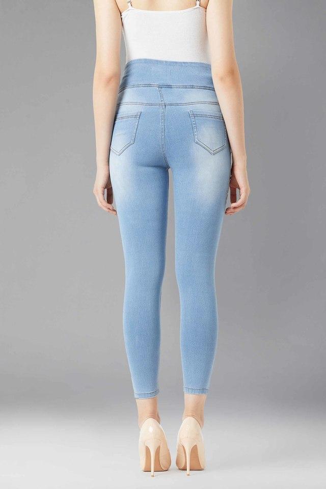 Buy DOLCE CRUDO Light Blue High Rise Jeggings for Women Online