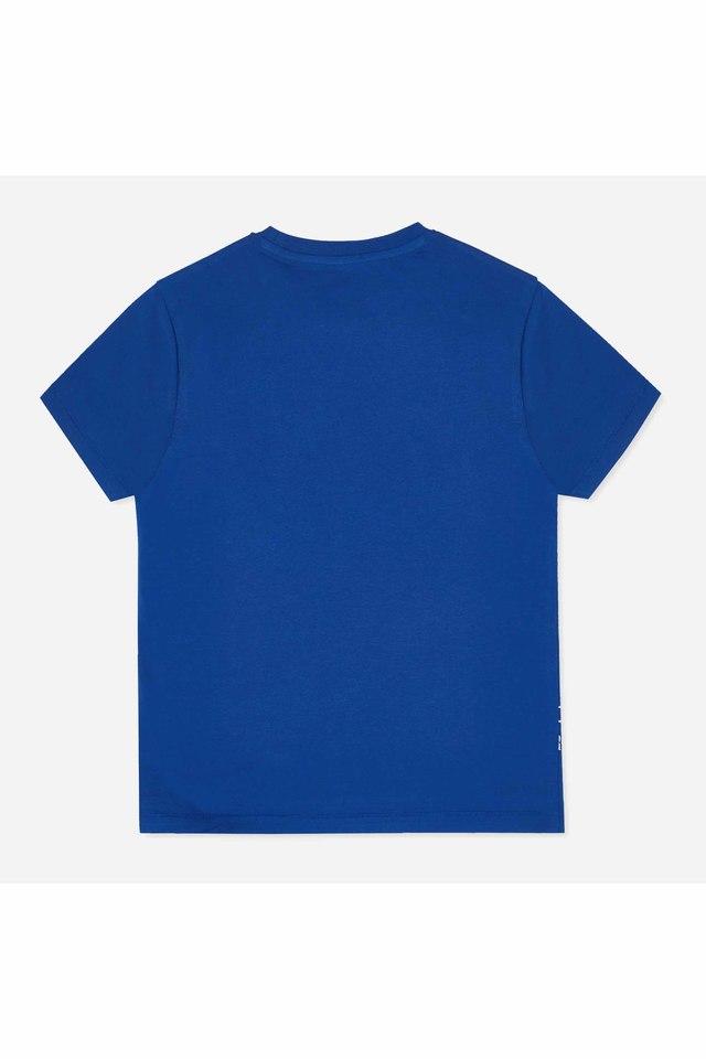 Buy PEPE KIDS Royal Blue Printed Cotton Crew Boys T-Shirt