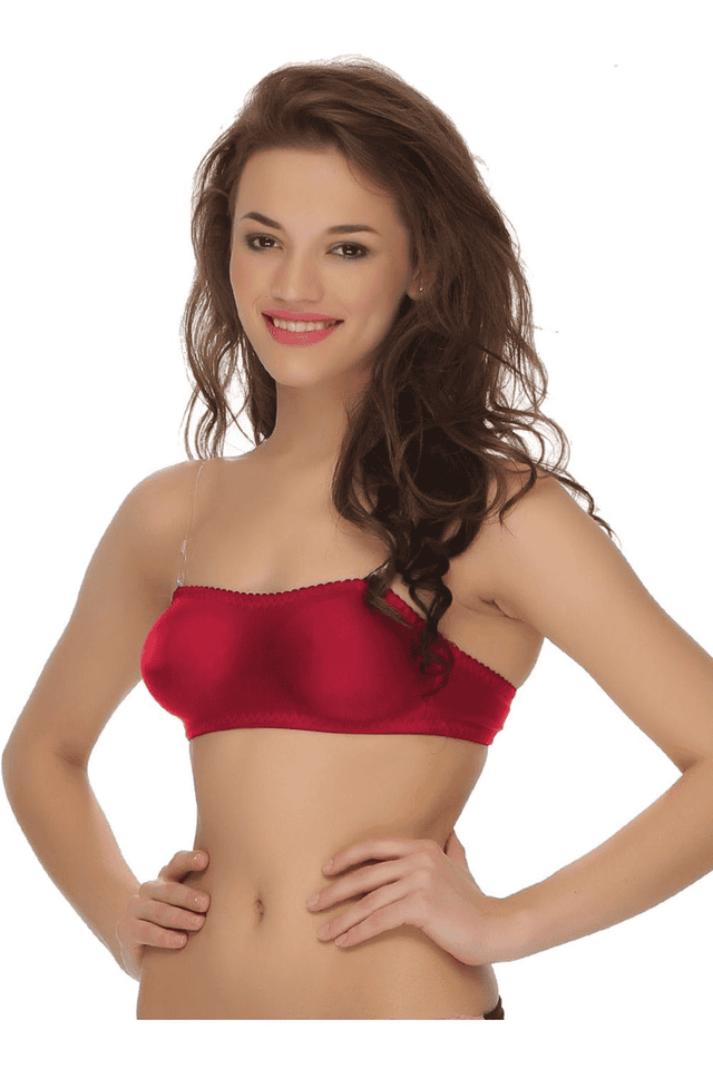 Buy CLOVIA Pink Cotton Rich Tube Bra With Detachable Transparent Straps