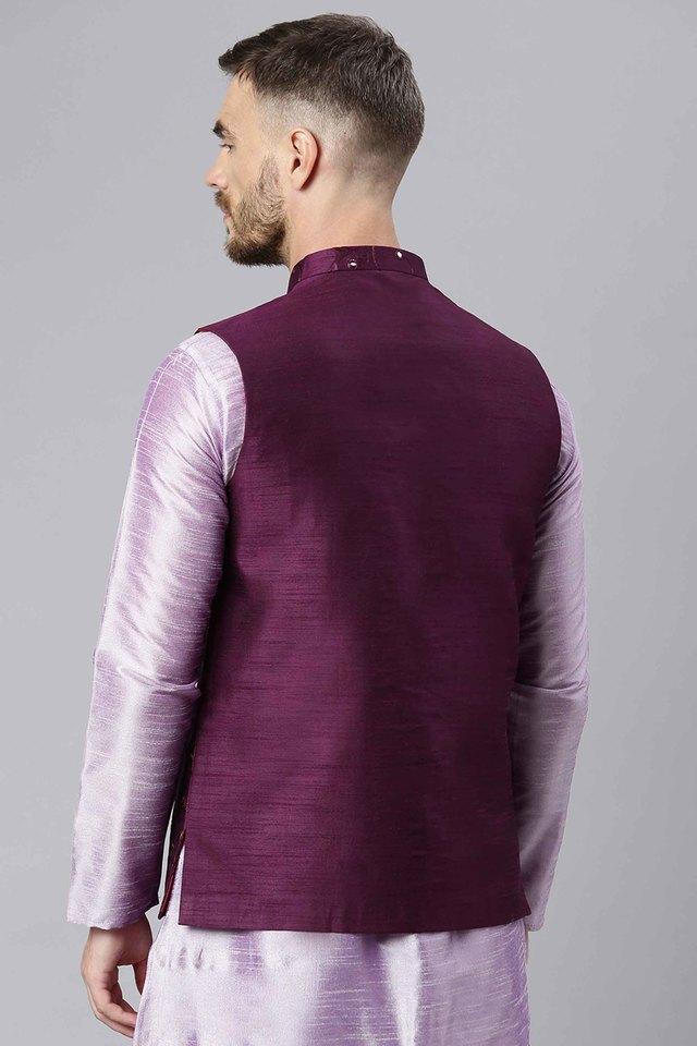 Buy HANGUP Purple Embroidered Blended Men s Party Nehru Jacket