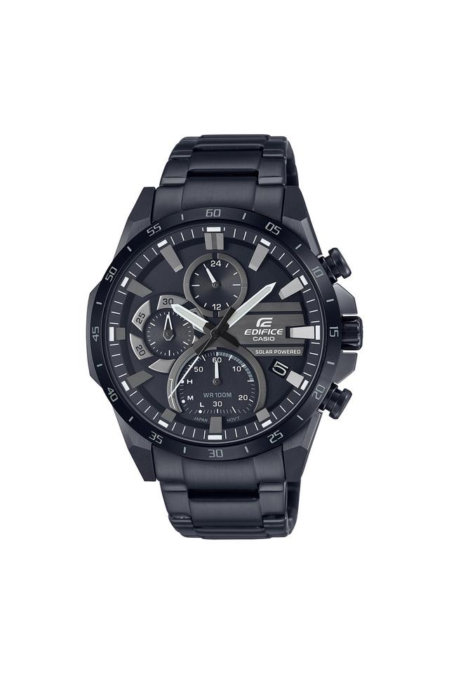 Buy CASIO Mens 49 mm Edifice Black Dial Stainless Steel Analog