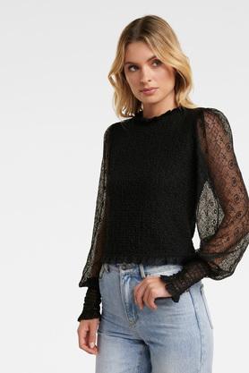 Black lace hotsell puff sleeve top