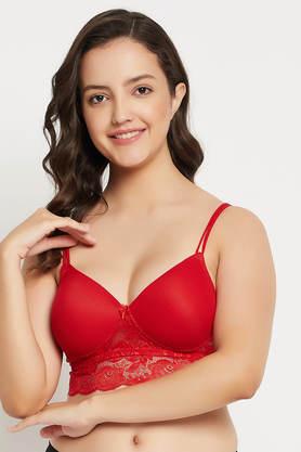 Buy Padded Non-Wired Full Cup Multiway Bra in Red - Lace Online