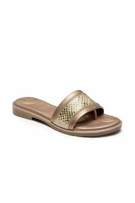 Buy VON WELLX Gold Synthetic Slipon Womens Casual Wear Slippers