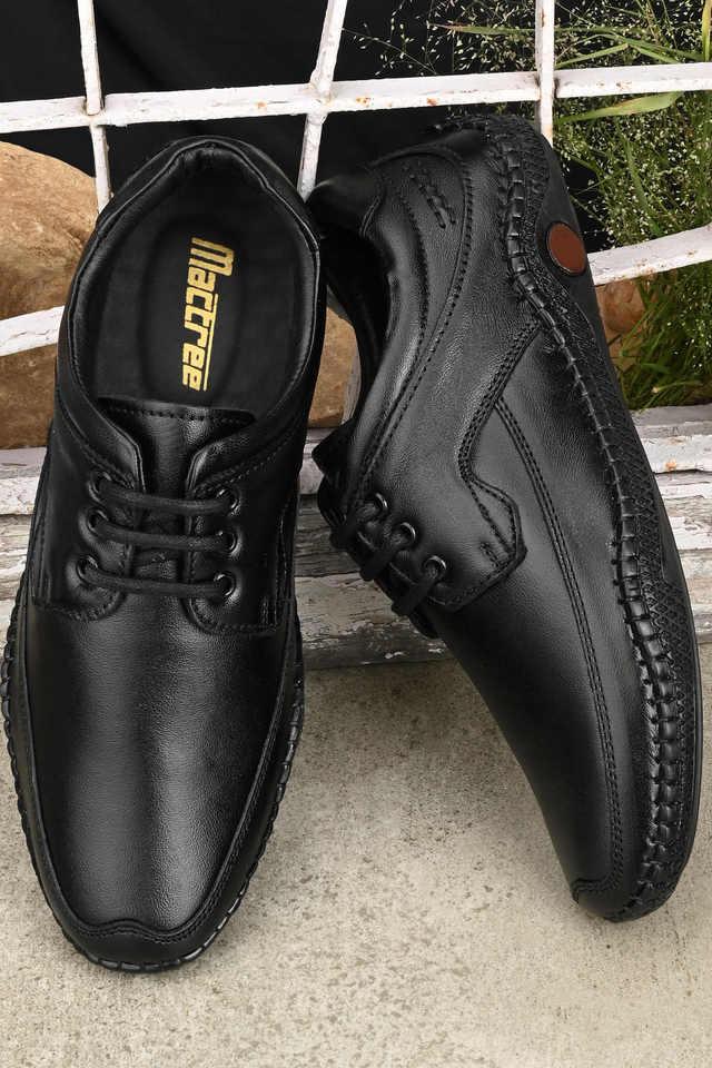 Buy MACTREE Black Solid Leather Lace Up Men s Formal Shoes Shoppers Stop