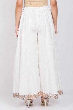 Buy STOP Off White Womens Wide Leg Solid Palazzo  Shoppers Stop