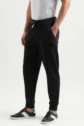 Solid Cotton Blend Slim Fit Men's Track Pants