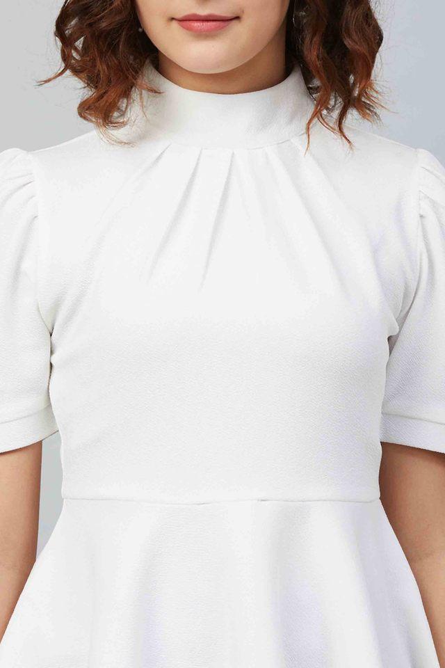 Buy MARIE CLAIRE White Solid Polyester Choker Neck Women 