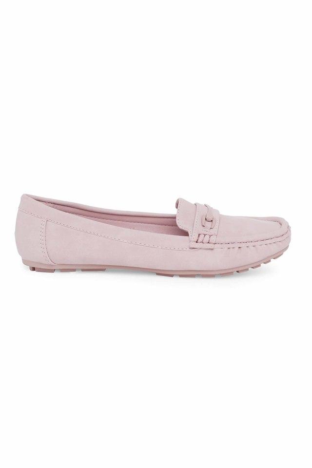 pink leather loafers