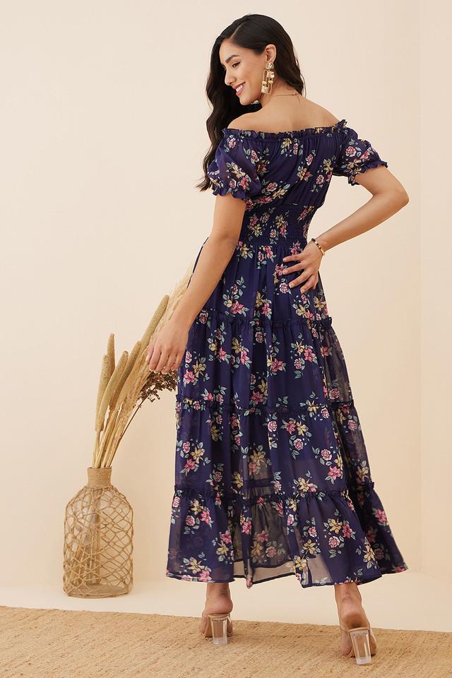 Leading role navy 2024 blue maxi dress