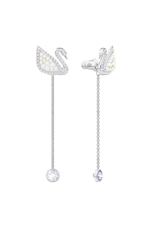 Swarovski Iconic Swan Drop Earrings - Silver