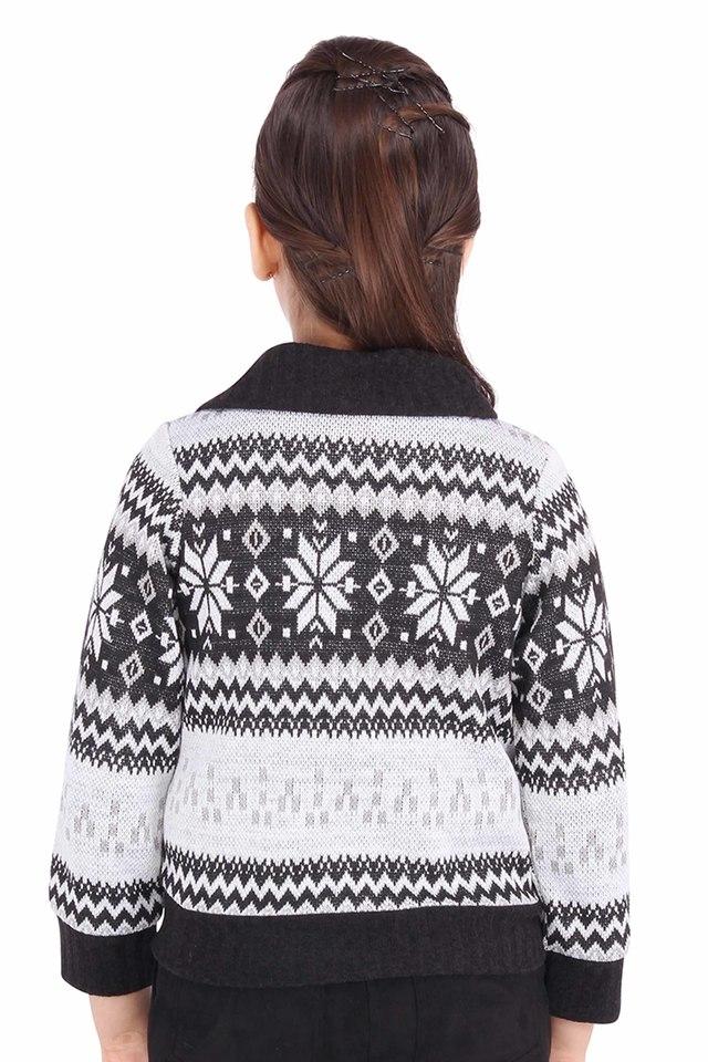 Buy CUTECUMBER Girls Sweater Knit Drop Needle Knit Printed Black