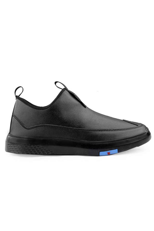 Mens black leather sales sports shoes