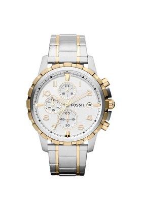 Buy FOSSIL Mens 45 mm Dean Silver Dial Stainless Steel Chronograph