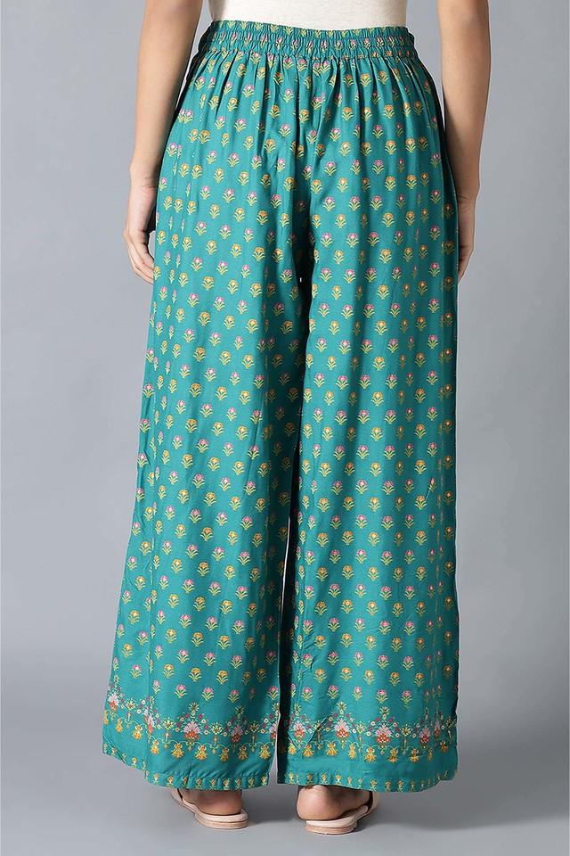 Buy W Green Printed Viscose Regular Fit Womens Parallel Pants