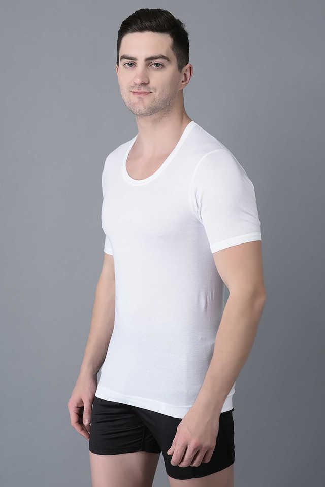 Lux Cozi Men's 100% Cotton White Vests 95 Cms (Pack of 5) - Lux Cozi at   Men's Clothing store