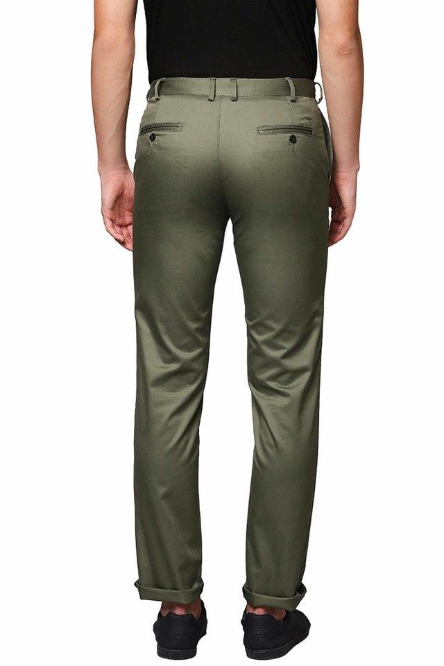 Tea Green Textured Regular Fit TerryRayon Pants For Men