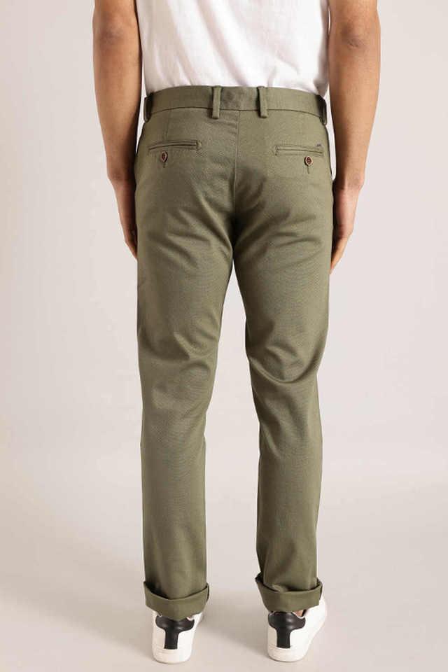 Buy INDIAN TERRAIN Solid Cotton Stretch Tailored Fit Men's Casual