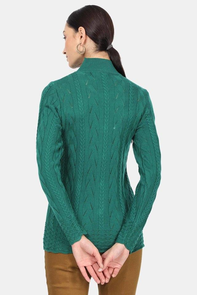 Buy MONTE CARLO Green Womens Regular Fit Solid Round Neck Cardigan Shoppers Stop