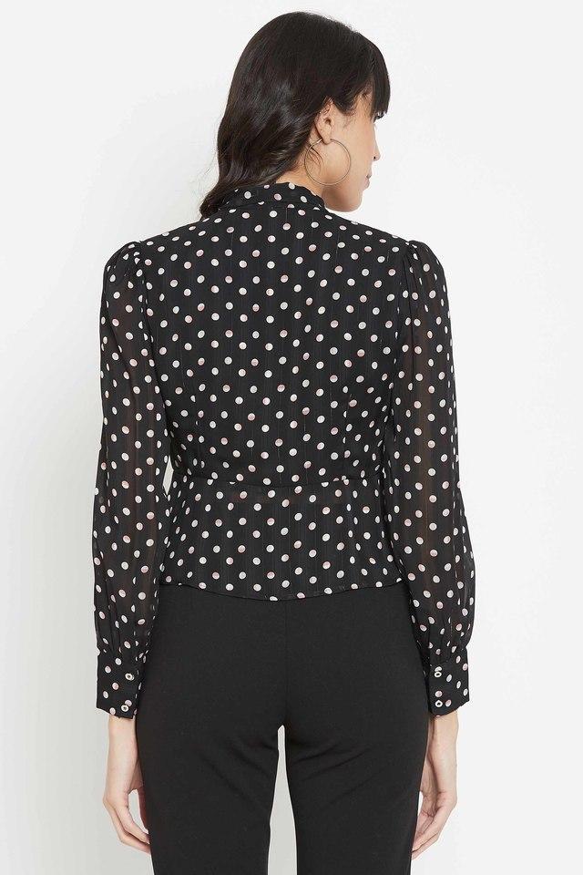 Black polka hotsell dot shirt womens