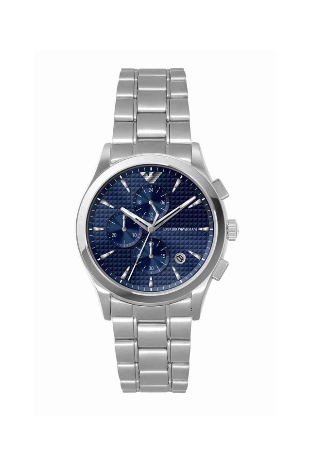 Emporio armani watch discount silver and blue