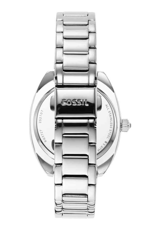 fossil white and silver watch