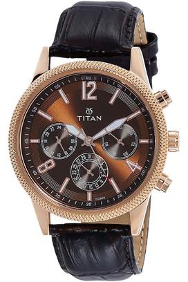 Buy TITAN Mens Multi Function Leather Watch 1733KL03 Shoppers Stop