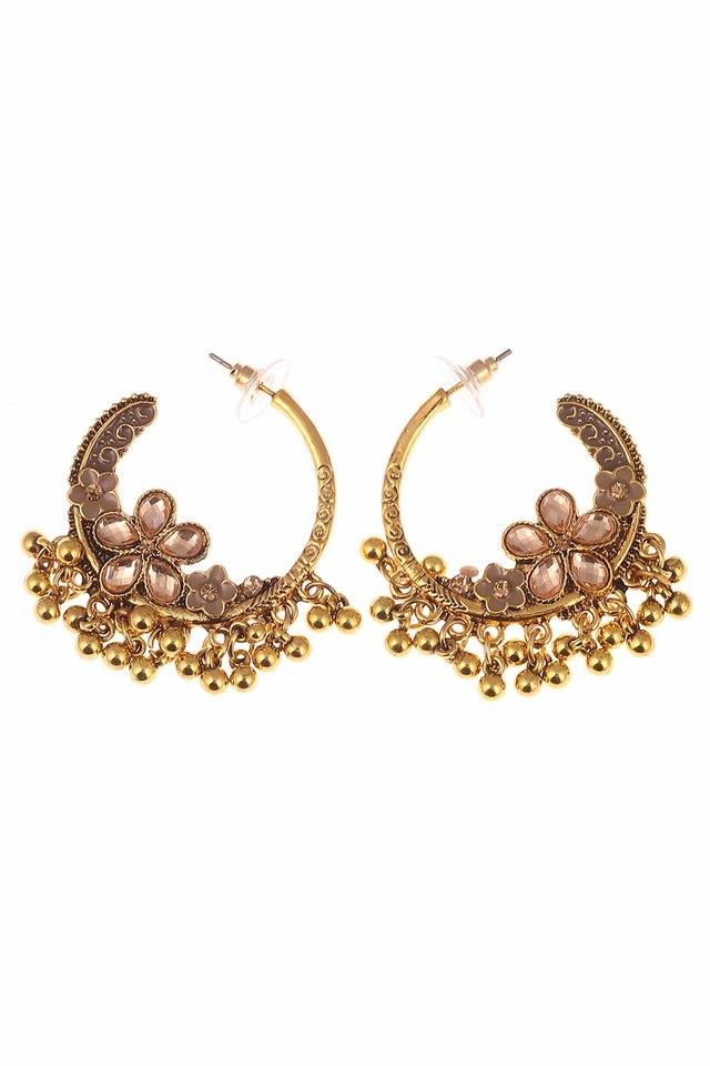 fcity.in - Carans Kundan Round Shape Meenakari Light Weight Jhumka Earrings