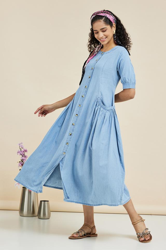 Blue denim hotsell maxi dress