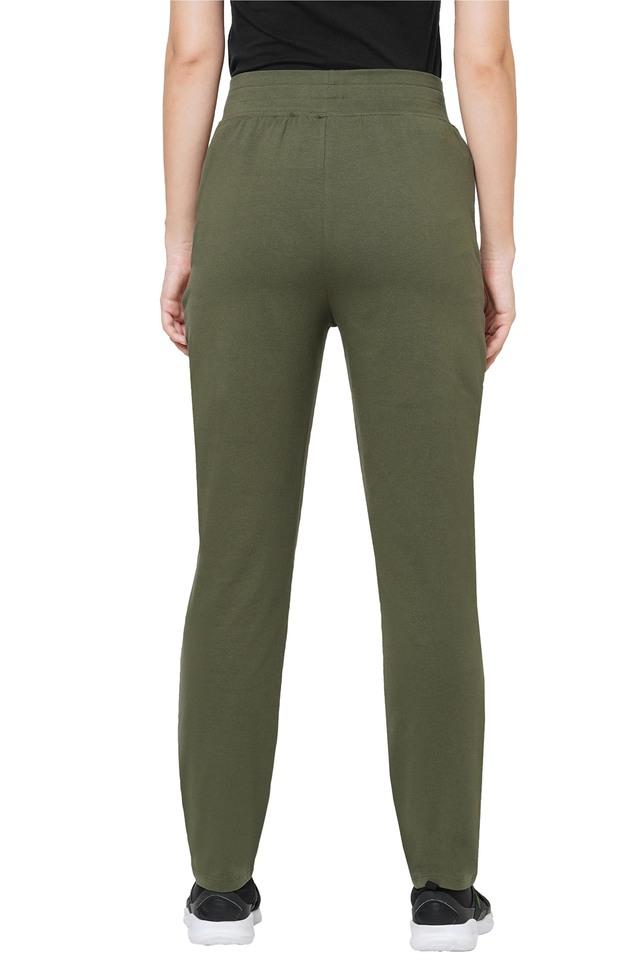 Alcis Women Olive Green Solid Slim Fit Track Pants ECWPASS2104316-XS