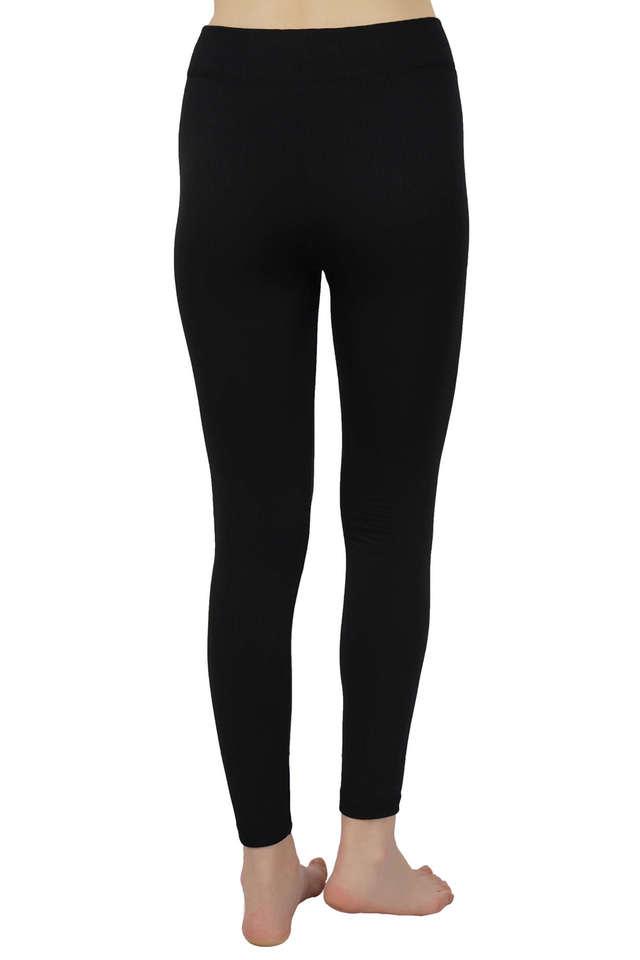 Buy NEXT2SKIN Black Women's Warm Tights Fleece Leggings for Winter