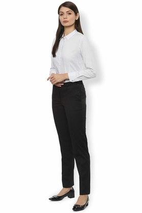 Buy VAN HEUSEN Solid Regular Fit Polyester Womens Work Wear Trousers   Shoppers Stop