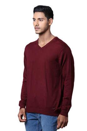 Buy PARK AVENUE Solid Wool V Neck Men s Sweater Shoppers Stop