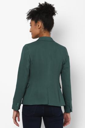 Buy ALLEN SOLLY Dark Green Solid Rayon Womens Formal Wear Blazer