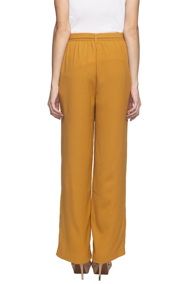 Buy Women Yellow Solid Formal Slim Fit Trousers Online  681208  Van Heusen