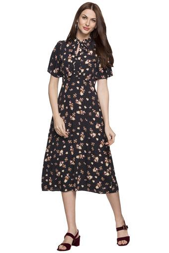 floral print midi dress with sleeves