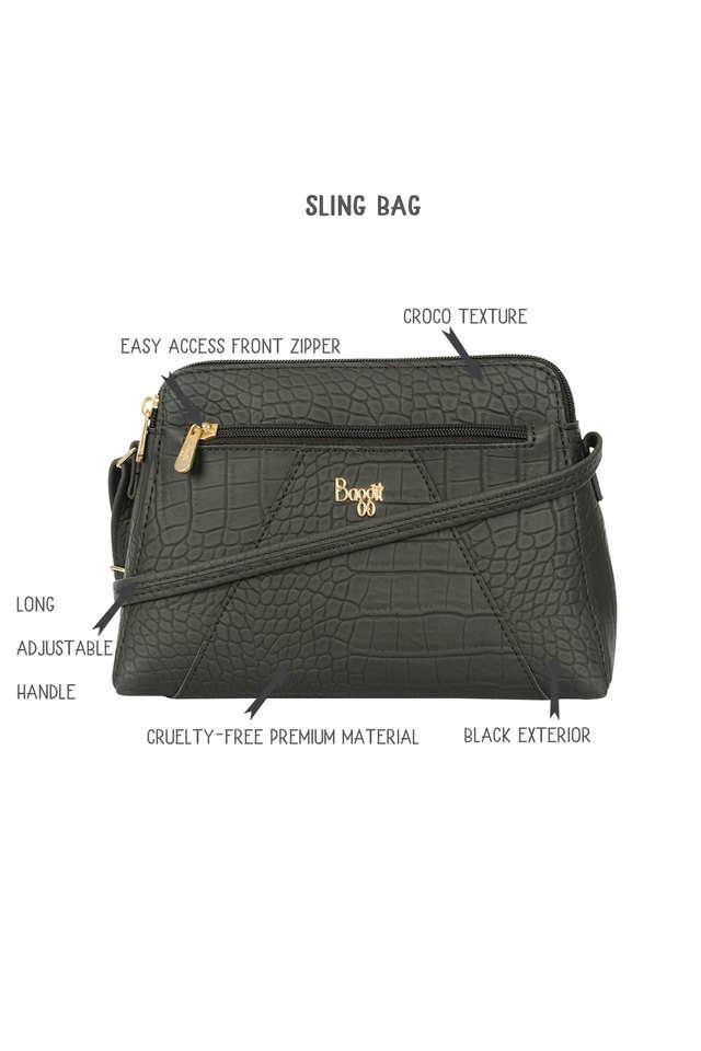 Buy BAGGIT Black Zipper Closure PVC Women Casual Sling Bag Shoppers Stop