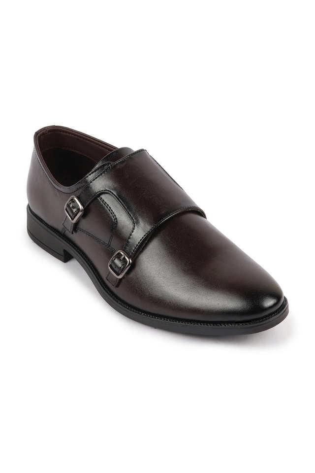 Buy FAUSTO Brown PU Slip-on Men's Formal Wear Monk Shoes